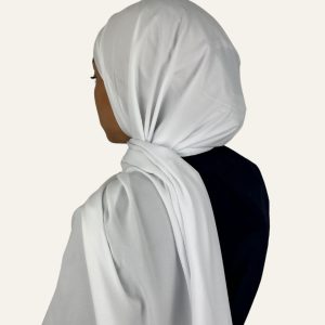 Foulard en Soie de Médine blanc pur vu de dos – Maison Maleyka