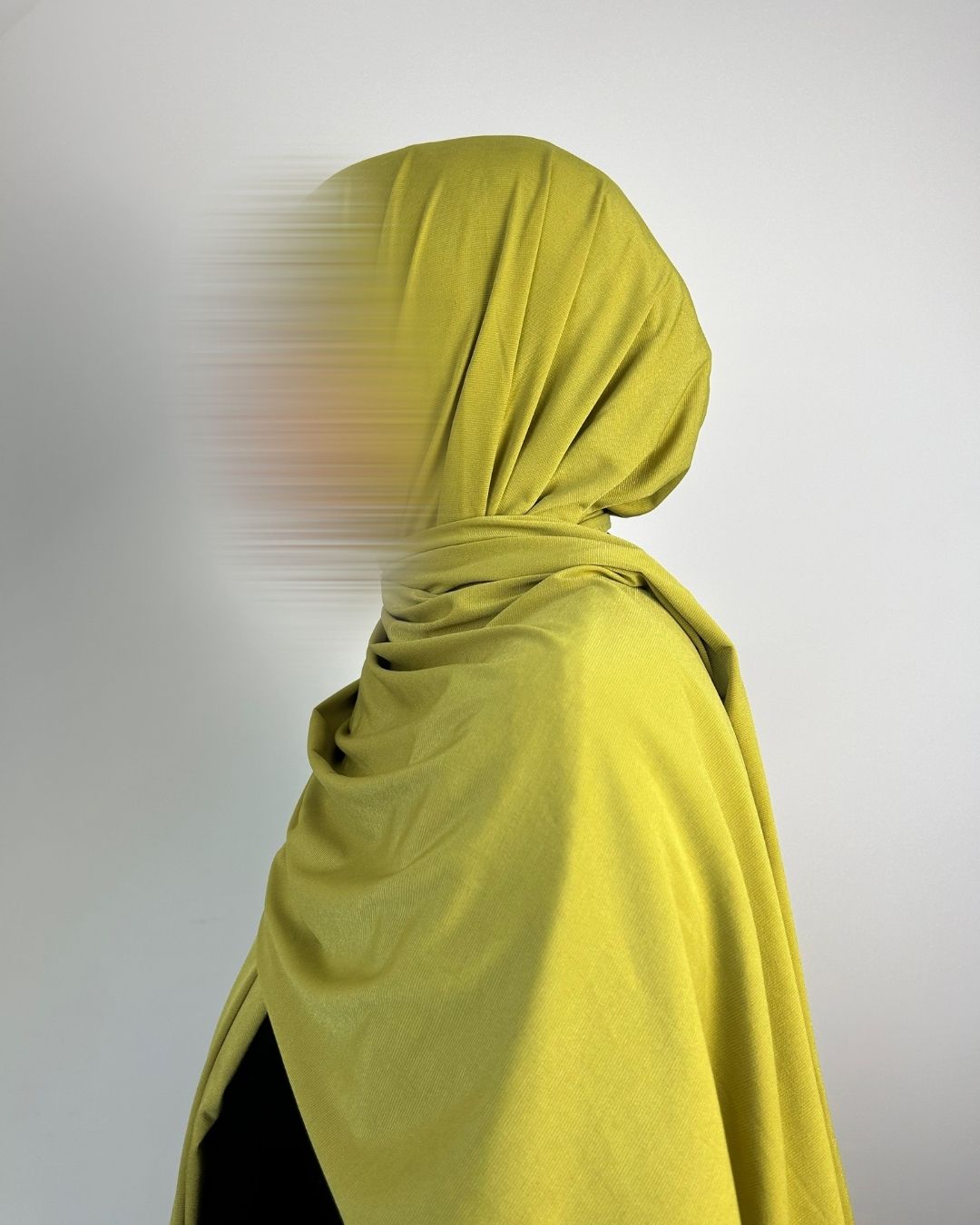Foulard jersey premium vert citron porté vu de profil